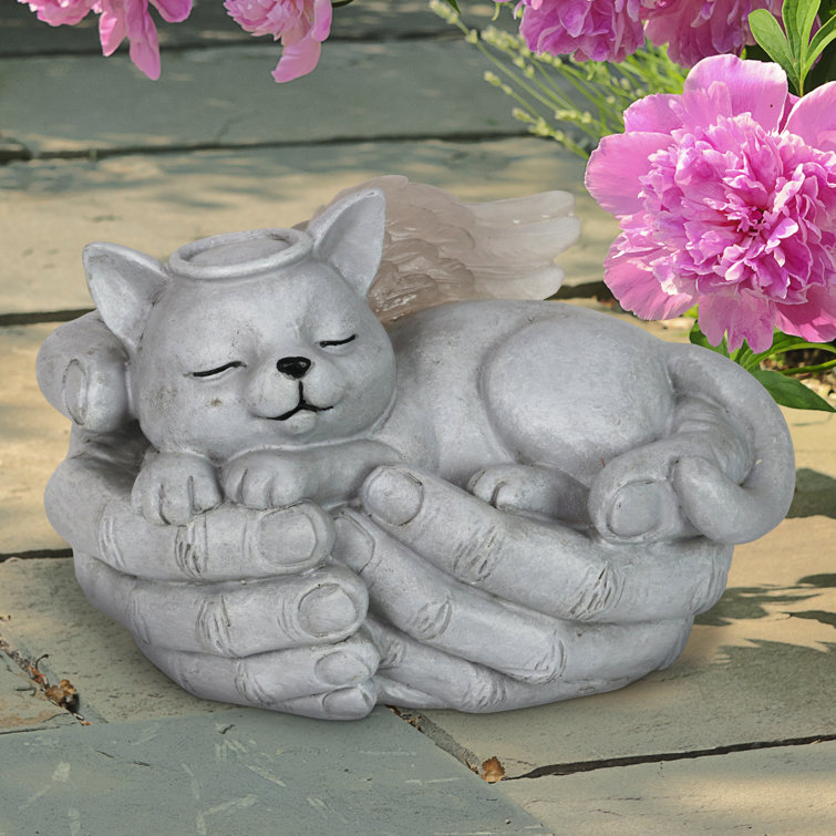 Exhart Aston Solar Cradled Angel Cat Memorial Garden Statue Wayfair
